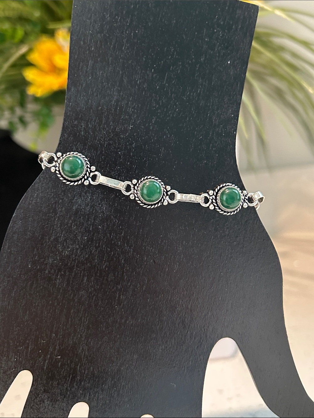 Green Onyx Gemstone Link Bracelet
